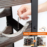 JACKCUBE Design Wine Rack Freestanding Floor 3 Tier Stackable 12 Wine Bottle Holder Storage Racks Countertop, Liquor Shelf Stand (Rustic Wood and Black Metal Frame)- MK521A J JACKCUBE DESIGN