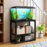 CLrkualn 20-30 Gallon Fish Tank Stand, Aquarium Stand Metal Frame with Adjustable Storage Shelves, 31.5" L x 15.6" W x 31.5" H Reptile Turtle Terrarium Stand, 500LBS CLrkualn