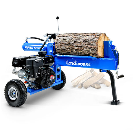 Landworks Log Splitter Portable 20 Ton Rapid Auto Return Ram System Bucher Gear Pump 7HP Engine Horizontal Full Beam Steel Wedge Firewood Splitting Landworks