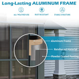 EROMMY 10' x 16' Sunroom, Wall Mounted Gazebo Solarium with Aluminum Frame, Polycarbonate Roof, Permanent Sun Room with Sliding Doors, Lockable PC Screen Walls, Lean to Gazebo for Garden, Patio, Grey EROMMY