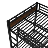 Full XL Over Full XL Bunk Bed with Headboard and Full Length Guardrail, Separable Bunk Bed, Heavy Duty Bunk Beds Can Turns Into Loft Bed and Platform Bed, Black Bellemave