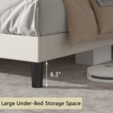 HOMBCK Full Size Bed Frame with LED Lights, Velvet Upholstered Bed with Charging Station and Storage Headboard, Modern Bed Frame with Diamond Design, No Box Spring Needed, Easy Assembly, White HOMBCK