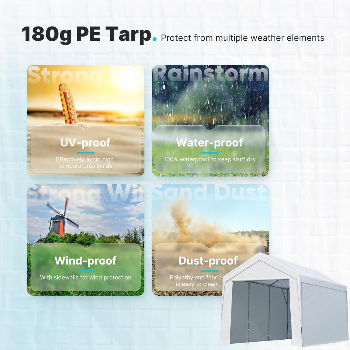 ADVANCE OUTDOOR 10x20 ft Heavy Duty Carport with Removable Sidewalls and Doors, Adjustable Height, Car Canopy Garage Party Tent Boat Shelter with 8 Reinforced Poles and 4 Sandbags, White ADVANCE OUTDOOR