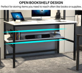 Aquzee White Computer Desk with Hutch and Shelves - Easy Assembly Gaming Table with 4 Tiers for Storage and Study Aquzee