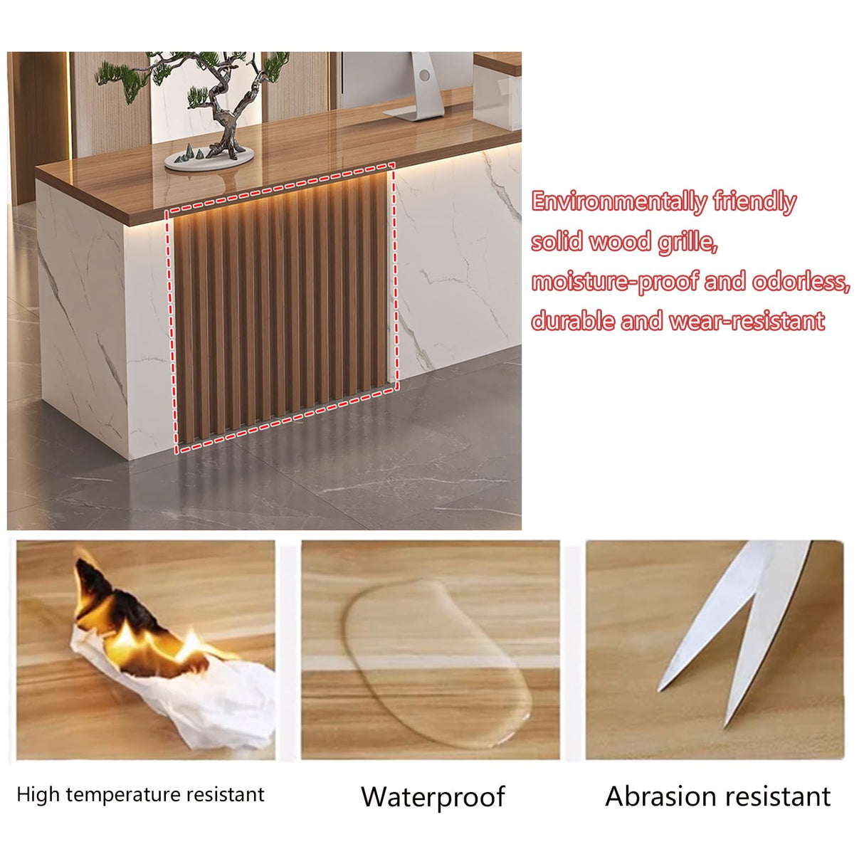 Reception Desk with Counter,Modern Office Reception Counter with Drawer,Front Desk Reception Counter with Light,L-Shaped Wooden Retail Counter Table,Checkout Counter-Easy to Install Generic