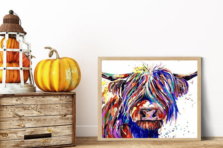 HKLIOPU Paint by Numbers Kit for Adults Beginners,11.8" Wx11.8 L DIY Acrylic Paint Colorful Animal Canvas for Painting Kits for Adults in Colorful Box Highland Cow HKLIOPU