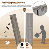 Iwell Tall Storage Cabinet with 2 Drawers & Adjustable Shelves, Bathroom Cabinet with Doors, Cupboard, Floor Cabinet for Living Room, Dining Room, Entryway, Grey Iwell