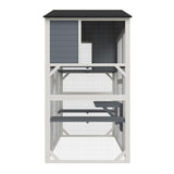 YOPTO 74.8" H Wooden Catio Outdoor Cat House,Cat Enclosure with Waterproof Top, 3 Platforms & 2 Napping House Small Pet Animal Cage,Brown+White YOPTO