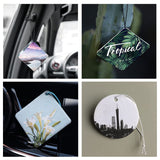 Twavang 30Pcs Sublimation Air Freshener Blanks 5 Styles Car Scented Hanging Sheets DIY Sublimation Air Freshener Set with 30Pcs Self Adhesive Bags and Elastic Rope for Home and Car Decoration Twavang