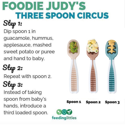 NumNum Baby Spoons Set, Feeding Littles x Silicone Pre-Spoon GOOtensils for Kids Aged 6+ Months - First Stage, Baby Led Weaning (BLW), Teething Spoon - Toddler Utensils - 3 Spoons, Neutrals