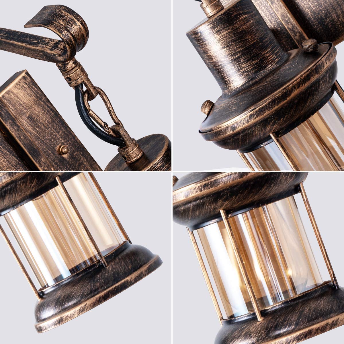 Rustic Light Fixtures, Oil Rubbed Bronze Finish Indoor Vintage Wall Light Wall Sconce Industrial Lamp Fixture Glass Shade Farmhouse Metal Sconces Wall Lights for Bedroom Living Room Cafe(1 Pack) Yisuro