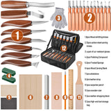 Olerqzer Wood Carving Kit,35-in-1 Wood Whittling Kit for Beginners,Wood Carving Knife Set Whittling Knife Wood Carving Knives Carving Tools with Large Storage Tool Bag(35PCS) Olerqzer