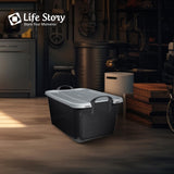 Life Story 6 Pack Heavy Duty Stackable Storage Bin, 55 Quart Home Organizer, Versatile Lightweight Locking Bins with Carrying Handles, Black/Gray Life Story