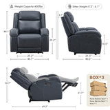Watson & Whitely Oversized Genuine Leather Power Recliner Chairs for Big and Tall, Wall Hugger Recliner with Power Headrest & Charging Ports, Extra Large Reclining Chair for Living Room, Navy Blue Watson & Whitely