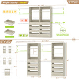 Aheaplus Closet System, 6-15Ft Closet Organizer with 8 Wooden Drawers, Wood Closet Organizer System with Tower, Walk-in Closet Organizer Wardrobe Garment Clothes Rack with 4 Hanging Rods, White Oak Aheaplus