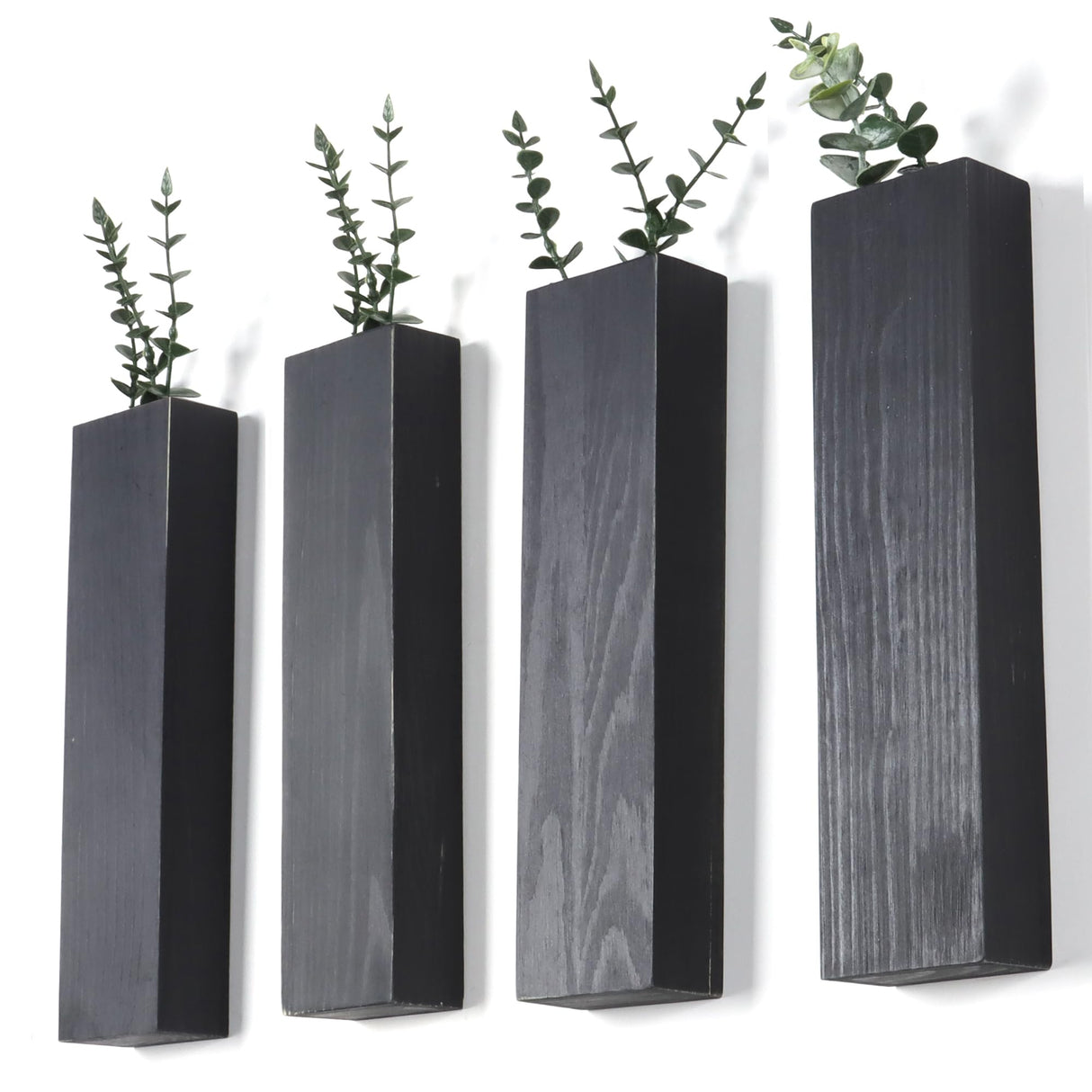 Wood Wall Planter Indoor, Farmhouse Wall Hanging Decor Pocket Planter Vase for Indoor Fake Plants Greenery,Dried Flowers, Wall Plant Holder (4, Black) BlueMake