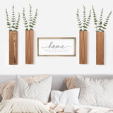 Mokof 4 Pack Wooden Wall Planters with Fake Eucalyptus Stems, Modern Farmhouse Wood Vases Plants Wall Decor for Living Room, Bedroom, Bathroom (Dark Brown) Mokof
