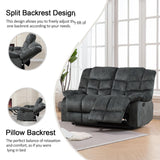 CANMOV Manual Loveseat Recliner, 2 Seat Recliner Sofa Chair with Armrest and Overstuffed Backrest, Couch Set for Living Room, Bedroom, Office, Grey CANMOV