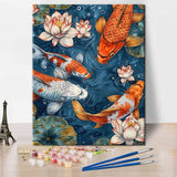 Paint by Numbers Kit for Adults, Adult Paint by Number Kits - Colorful Koi Fish in Serene Lotus Pond with Beautiful Lotus Leaves and Flowers - 16x20 Inch TUMOVO
