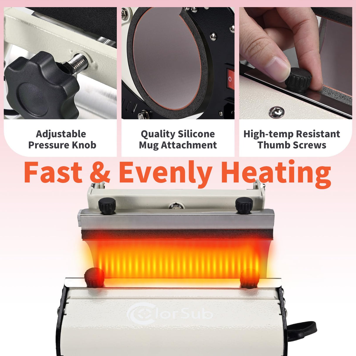 ColorSub 3 in 1 40 OZ Tumbler Heat Press Machine 11 OZ 15 OZ Mug Press Sublimation Machine for Sublimation 40 OZ Tumbler with Handle Straight Tumblers Bottles Mugs Glass Cup Printing White ColorSub