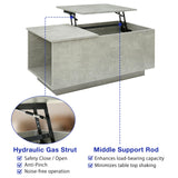 HOMMPA LED Coffee Table with Charging Station Grey Lift Tabletop Dining Table with Storage Hidden Compartment Modern Lift Top Center Table with LED Light Tea Table for Living Room Home Office HOMMPA