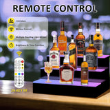 VONCI 16 Inch 3 Step LED Lighted Liquor Bottle Display Shelf, Bar Bottle Display Shelf with Remote Control and App Control for Home Commercial Bar Party VONCI
