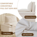 Neylory 70.1" Queen Pull Out Sofa Bed, 3 in 1 Convertible Sleeper Sofa, Velvet Loveseat Couch for Living Room, Apartment, Small Space, Beige Neylory