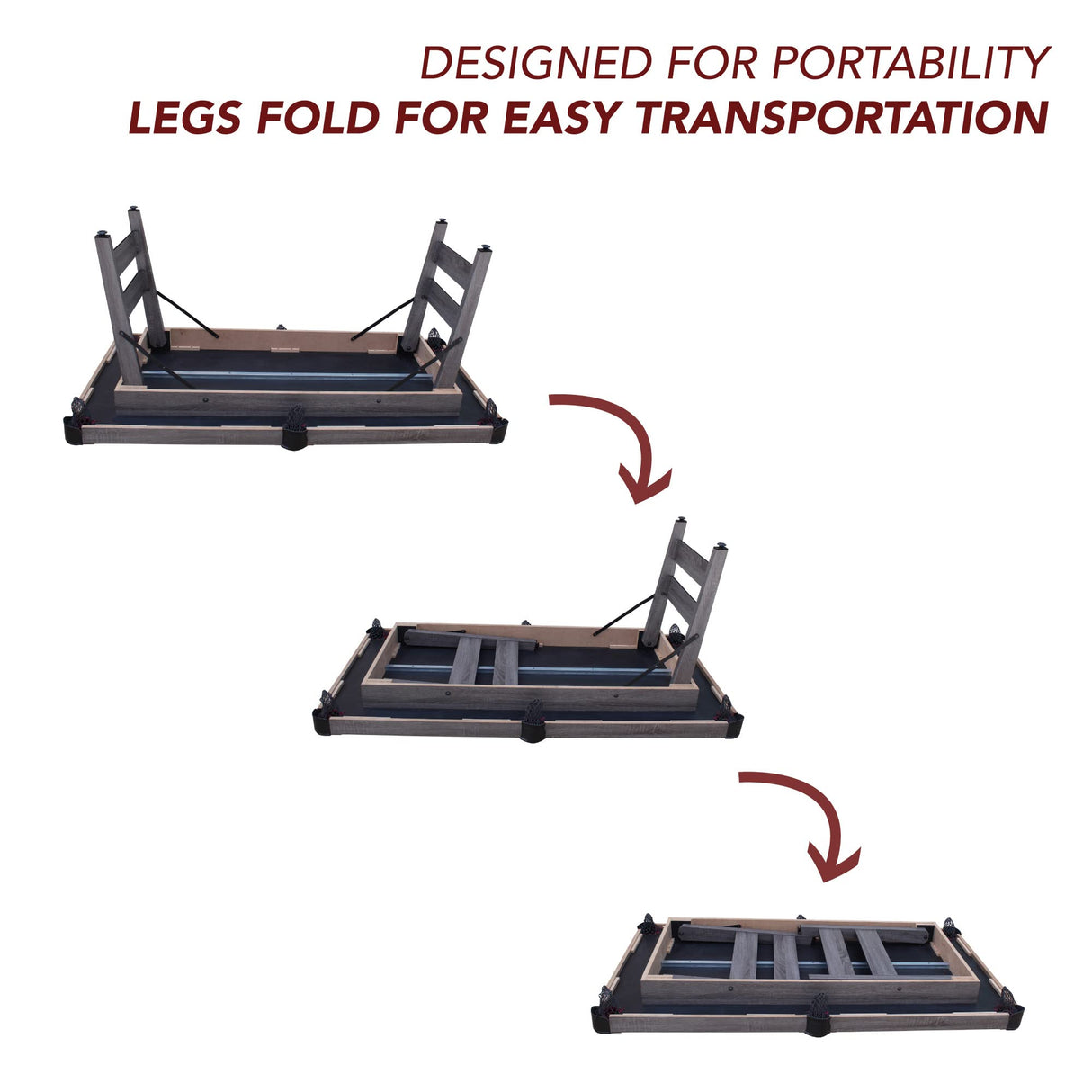 Pendleton 6-ft Portable Pool Table - Driftwood Finish with Burgundy Felt Blue Wave Sports