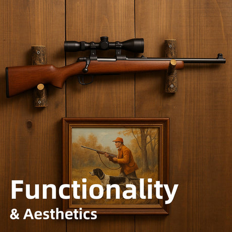 Gun Rack for Wall – Natural Wood Rustic Solid Hardwood Gun Rack, Wall Mount Gun Hanger & Rack for Rifle, Shotgun & Bow with 2 Hooks, Supports 40 lbs – Easy to Install, Includes Hardware (Small) WoodArtSupply