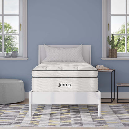 Modway Jenna 14” Innerspring Pillow Top Twin Mattress With Individually Encased Coils