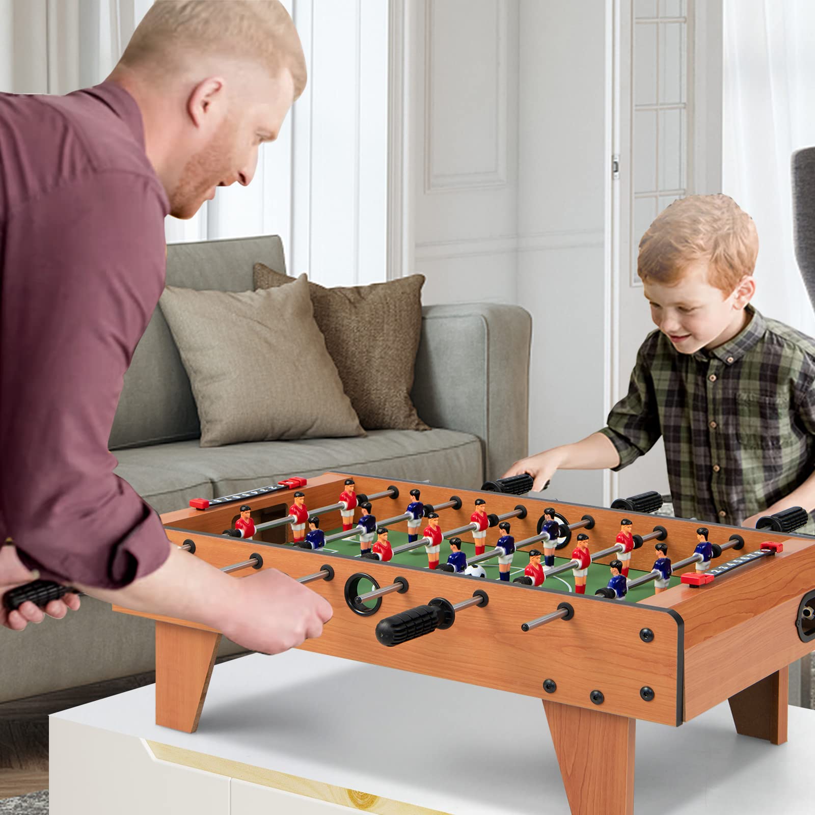 Giantex 27" Foosball Table, Easily Assemble Wooden Soccer Game Table Top w/Footballs, Indoor Table Soccer Set for Arcades, Game Room, Bars, Parties, Family Night - WoodArtSupply