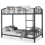 GarveeHome Metal Bunk Bed Twin Over Twin, Heavy Duty Bunkbeds Frame with Arched Guardrail and Safety Ladder, Sturdy Steel Bed for Kids Boys Girls, Space-Saving, No Box Spring Needed, Modern Black GarveeHome