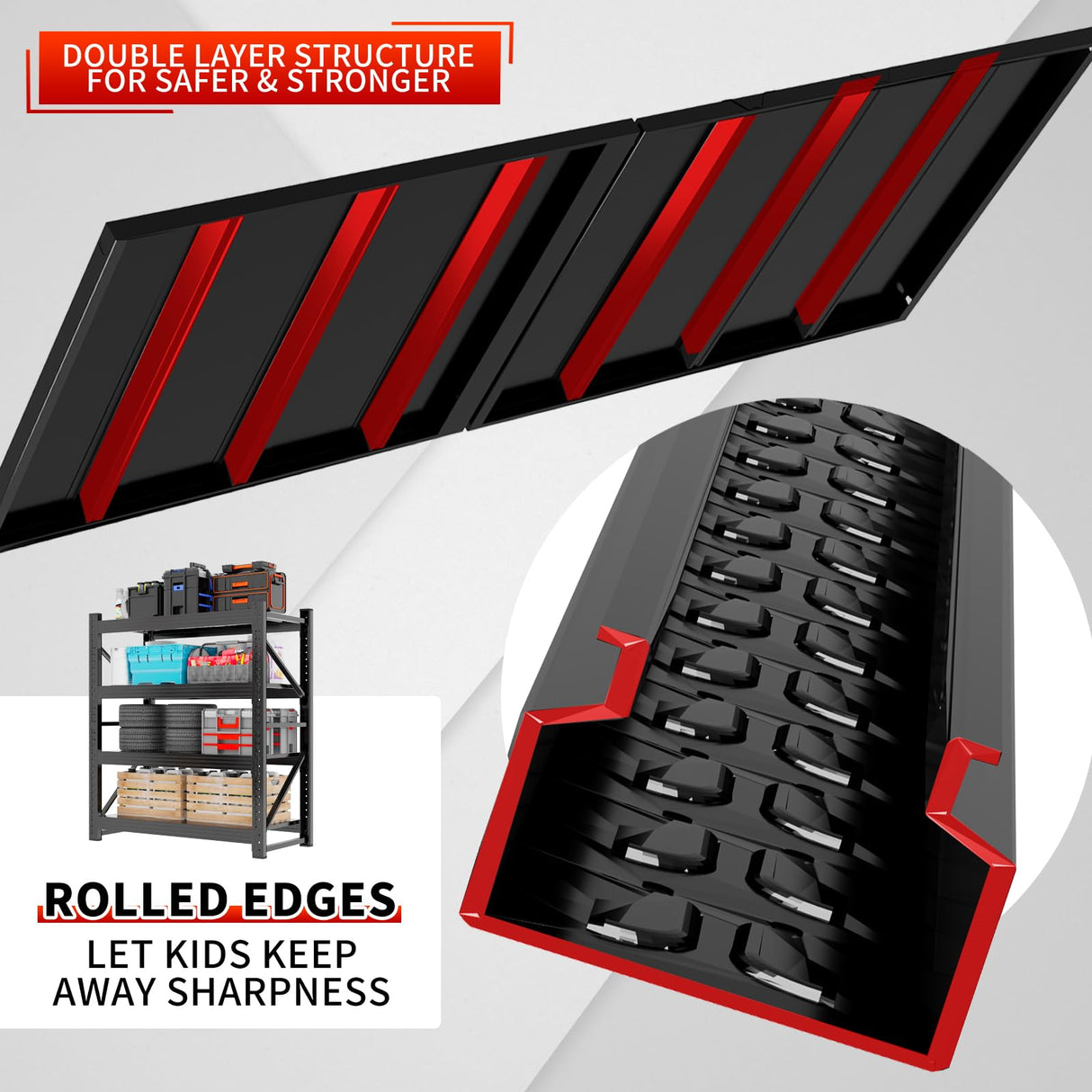 Kobito 5000LBS Storage Shelves, 59" W Garage Shelving Heavy Duty Adjustable Shelving Units, 4 Tier Metal Garage Shelves Industrial Shelving for Garage, Warehouses, Basement, Black Kobito