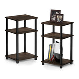 Furinno Just 3-Tier Turn-N-Tube End Table / Side Table / Night Stand / Bedside Table with Plastic Poles, 2-Pack, Columbia Walnut/Black Furinno