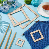 FINGERINSPIRE 4 Pcs Square Wood Knitting Gauge Rulers 0.78/3/5.5/7.3inch Wooden Knitting Gauge Swatch Ruler Knitting Heedle Gauge Measuring Tool Sets for Crochet Measurement Tool for Knitters FINGERINSPIRE