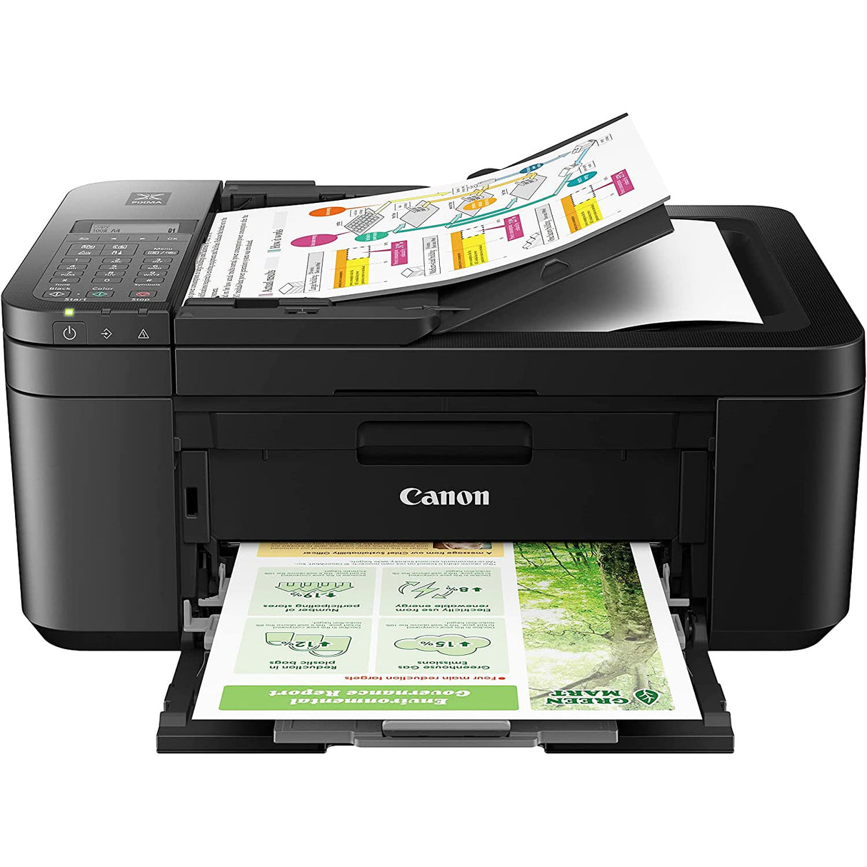 Canon PIXMA TR4720 All-in-One Wireless Printer with Auto Document Feeder, Mobile Printing, Copy, Fax and Scanner Black 5074C002 Bundle with DGE USB Connection Cable + Small Business Software Kit Canon