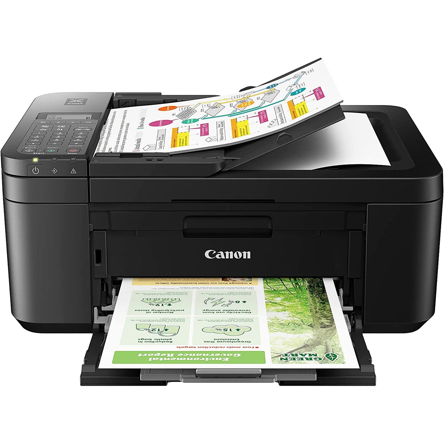 Canon PIXMA TR4720 All-in-One Wireless Printer with Auto Document Feeder, Mobile Printing, Copy, Fax and Scanner Black 5074C002 Bundle with DGE USB Connection Cable + Small Business Software Kit