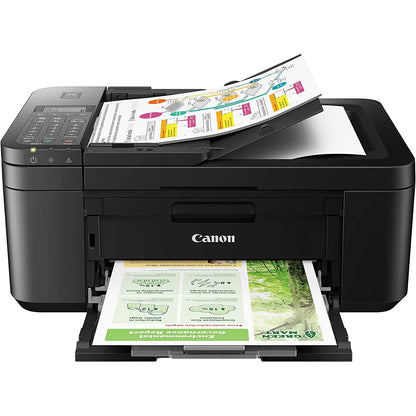 Canon PIXMA TR4720 All-in-One Wireless Printer with Auto Document Feeder, Mobile Printing, Copy, Fax and Scanner Black 5074C002 Bundle with DGE USB Connection Cable + Small Business Software Kit