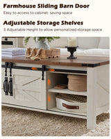 OKD 48" Farmhouse Lift Top Coffee Table with Sliding Barn Door,Rustic Center Table with Hidden Storage Compartment,Lifting Tabletop and Adjustable Shelf for Living Room,Office,Antique White OKD