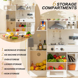 Kids Kitchen Playset, Realistic Wooden Kitchen Playset for Toddlers & Kids with Lights, Sounds & Storage, Ideal Gift for Boys & Girls deli