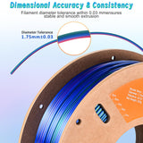 ERYONE Silk Tri Color PLA Filament 3D Printer 1.75mm +/- 0.03mm, Multicolor Filament Tricolor PLA 250G(0.55lbs) Cardboard Spool, Red Blue Green ERYONE
