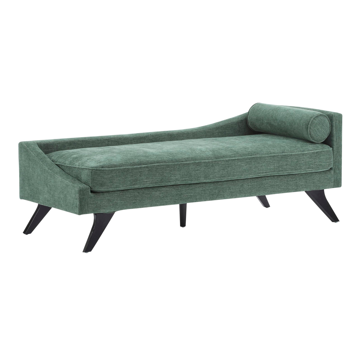 Christopher Knight Home Cagle Upholstered Loveseat Sofa with Splayed Legs, Birch Wood Frame Lounge Chair, Living Room Chaise Lounge Chair Indoor, Soft Lounge Sofa with Rolled Accent Pillow, Green Christopher Knight Home
