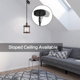 SGLfarmty Farmhouse Pendent Lights in Kitchen Island, Rustic Wood Pendant Light with Glass Shade, Bronze Entryway Pendant Lighting, Adjustable Glass Hanging Light Fixtures for Foyer, Sink, 1 Pack SGLfarmty