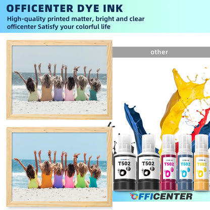 Officenter T502 502 Ink Refill Bottles for Ecotank ET2760 ET-4760 ET2750 ET-3760 ET-2850 ET-15000 ST-4000 ST-2000 ET-3710 ET-3850 ET-3750 ET-4850 ET-3830 ET4750 ET2700 ST3000 ET3700 Printer(2BK C M Y)