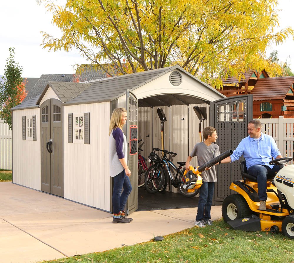 Lifetime 60127 20 x 8 Ft. Outdoor Storage Shed, Desert Sand - WoodArtSupply