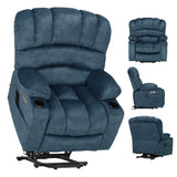 DURASPACE Power Lift Recliner Electric Lift Massage Recliner Chairs with Heat, Large Shell Velvet Backrest Lift Chair Recliners for Elderly, Seniors (Blue) DURASPACE