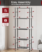 Sakugi Storage Shelves - 5 Tier Shelf Organizer, Sturdy Metal Garage Shelving with Adjustable Leveling Feet, Space-Saving Shelves Organizer for Pantry, Laundry, Kitchen (18" x 12" x 57", Black) Sakugi