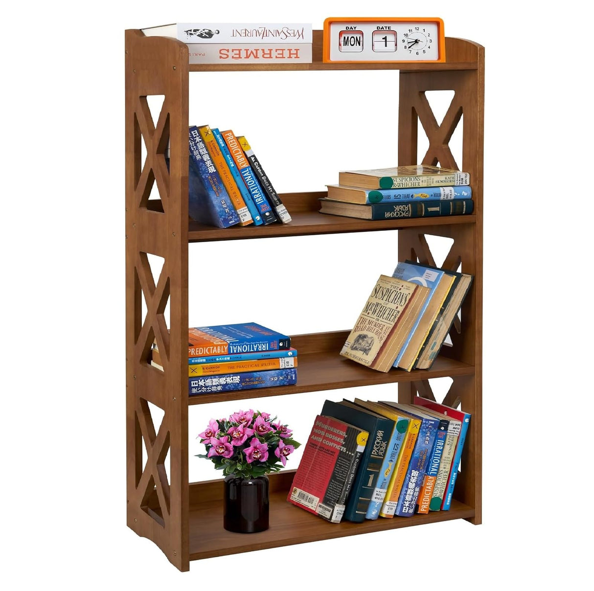 YCICI 4-Tier Modern Wooden Bookshelf - Stylish Freestanding Storage for Small Spaces YCICI