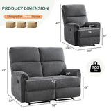 HAOMARKETS Recliner Sofa Set, Power Electric Single Recliner Chair for Adults with USB Port and Manual Reclining 2-Seater Loveseat Sofa for Living Room HAOMARKETS