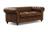 Valencia Parma Chesterfield 3 Seater Sofa 82" | Premium Full-Aniline Leather | Mid-Century Leather Couch with Classic Button Tufted Back, Wood Legs for Living Room, Chocolate VALENCIA THEATER SEATING